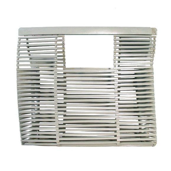 VINTAGE Large Dove Grey Slatted Bamboo Birdcage Tote Bag - RARE - Picture 1 of 4